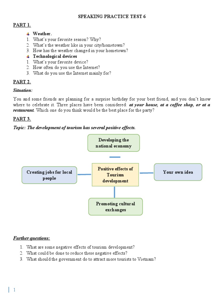 Weather and Tourism Speaking Test 6 | PDF | Business