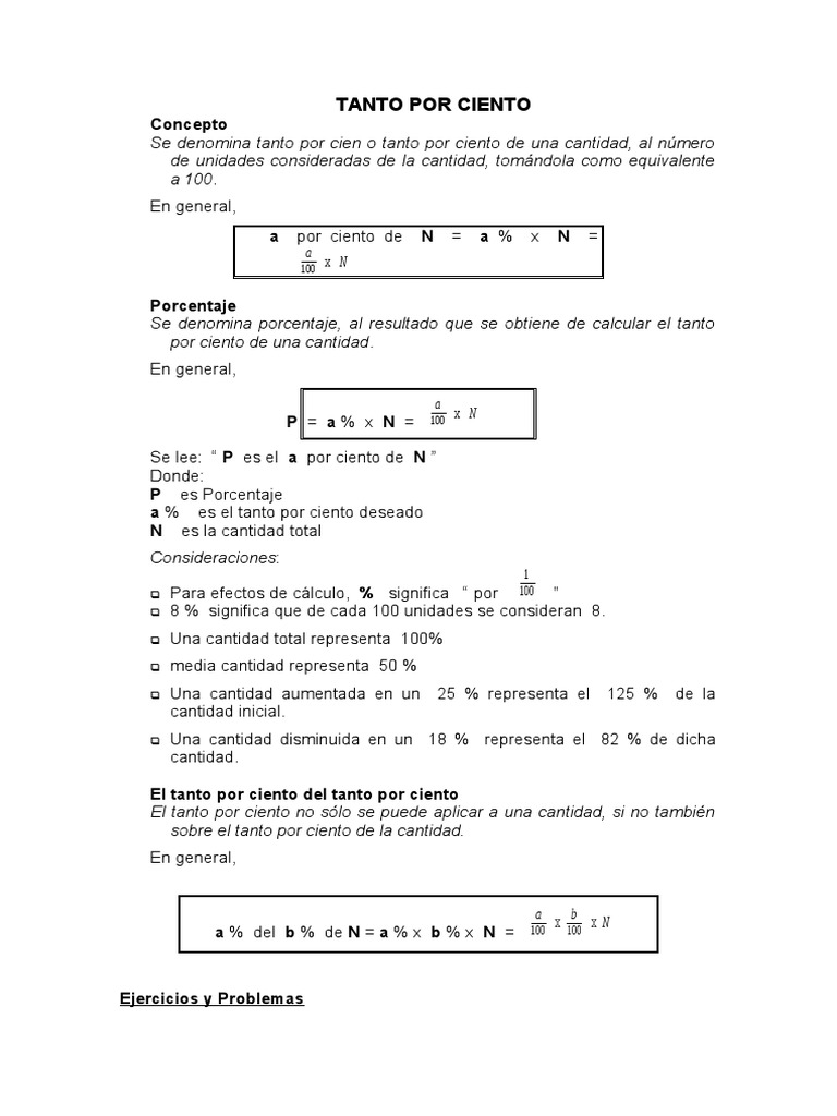 Tanto Por Ciento | PDF | Porcentaje | Enseñanza de matemática, image size:768x1024
