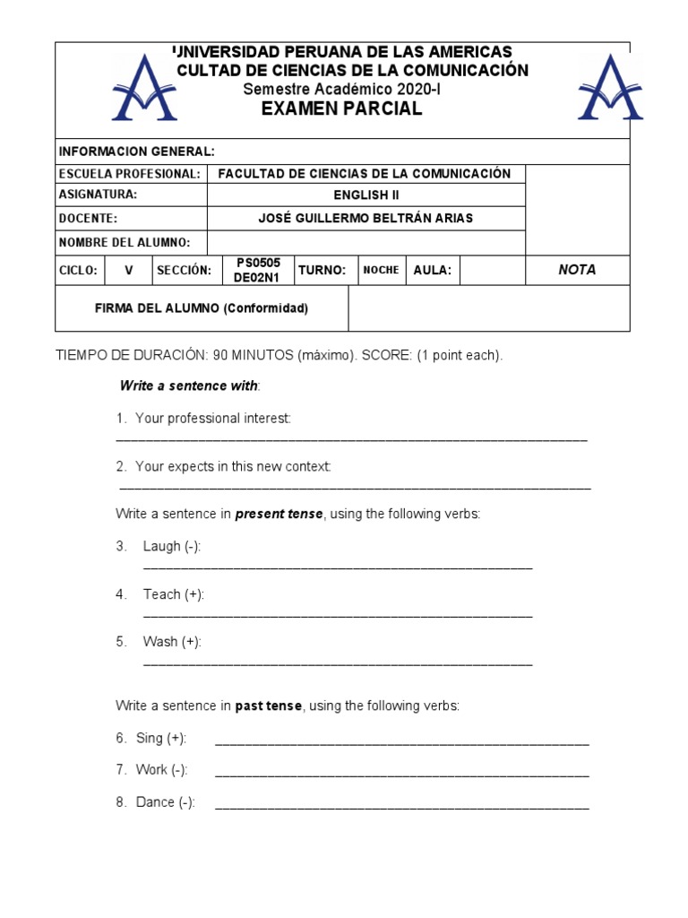 EXAMEN PARCIAL - English II | PDF | Semiotics | Morphology