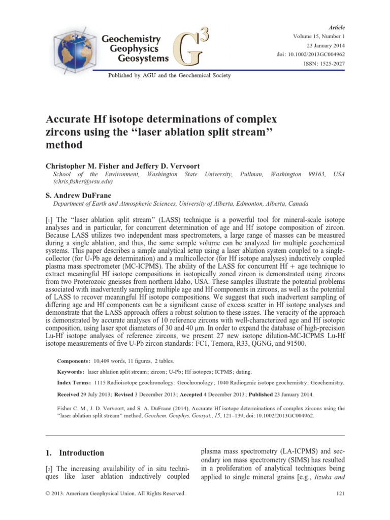Accurate HF Isotope Determinations of Complex Zircons Using The Laser ...