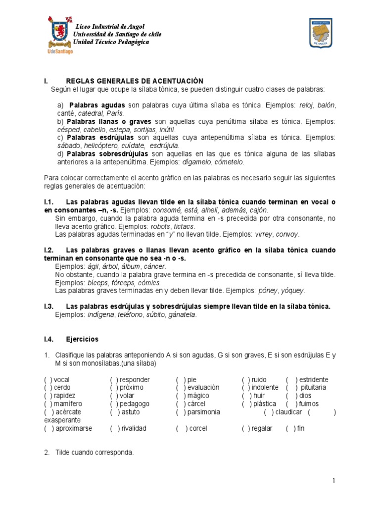 Reglas de Acentuación y Ejercicios | PDF | Fonética | Voz humana