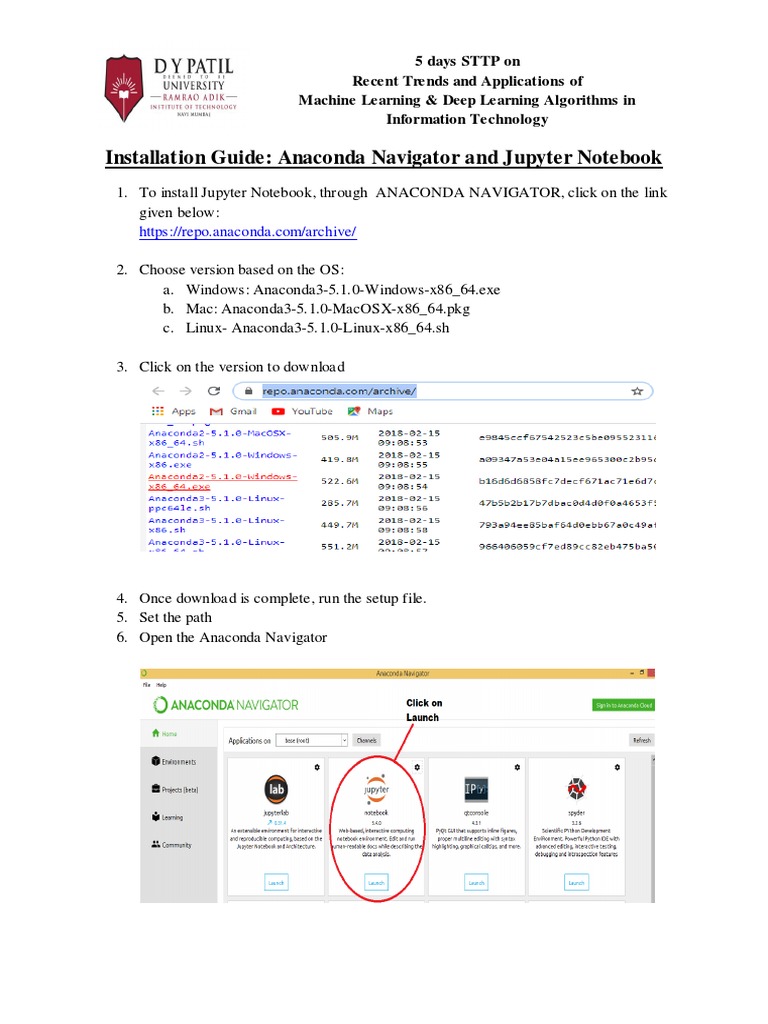 Installation Guide: Anaconda Navigator and Jupyter Notebook | PDF