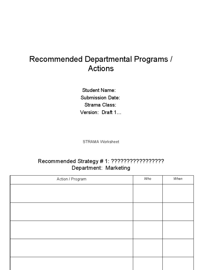 Departmental Program Recommendations | PDF