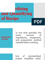Standardizing and Quantifying of Recipe