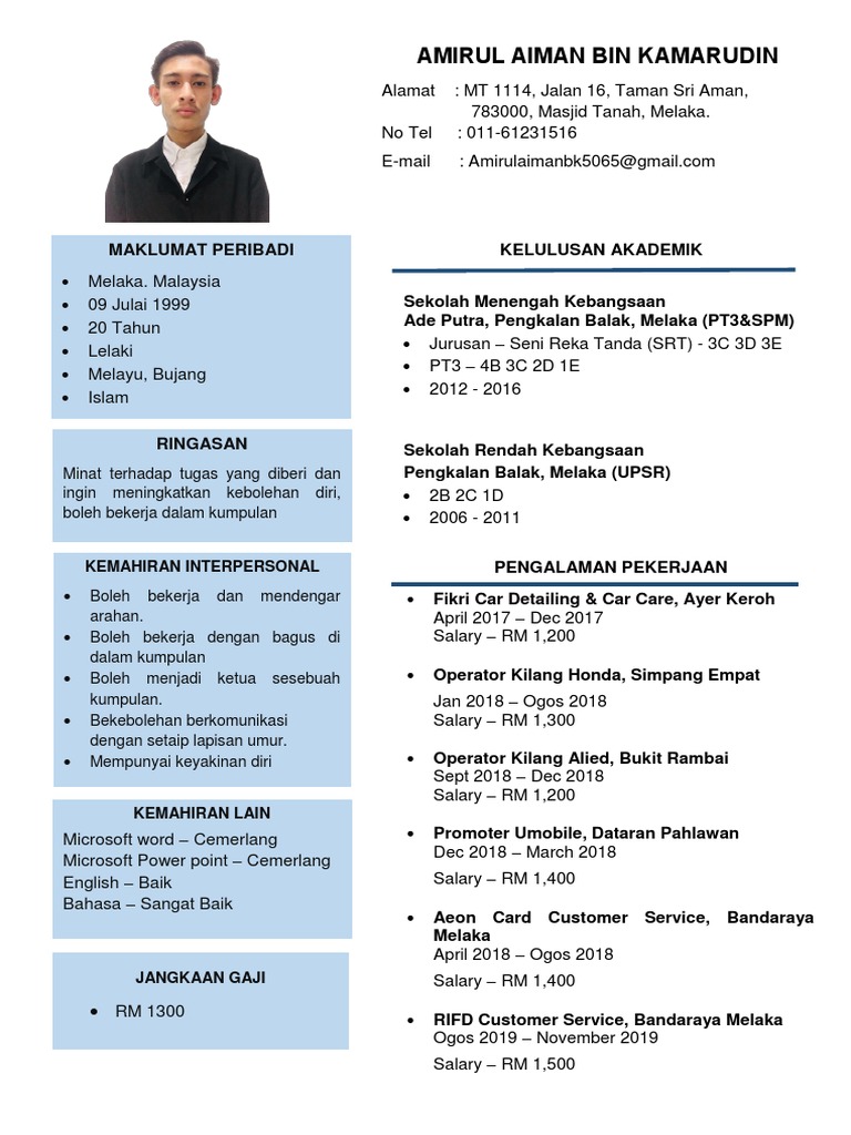 Amirul Aiman Resume Pdf Pdf