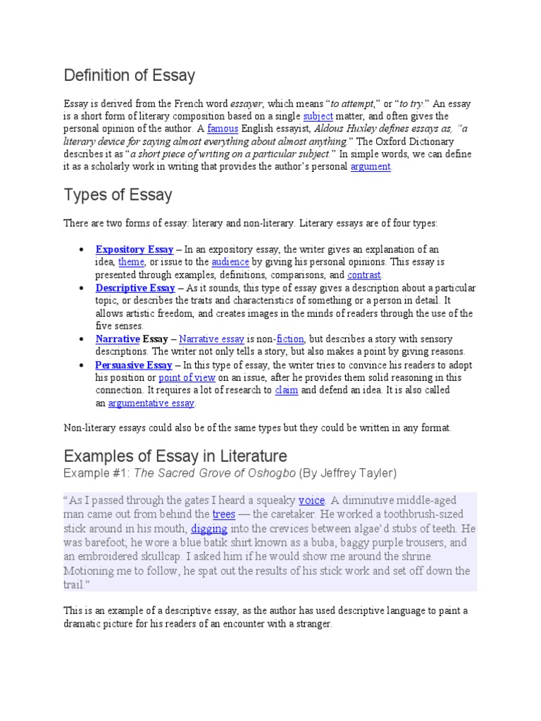 Definition of Essay | PDF | Essays | Epistemology