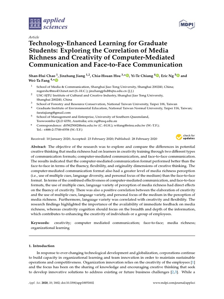 Applied Sciences | Download Free PDF | Creativity | Communication