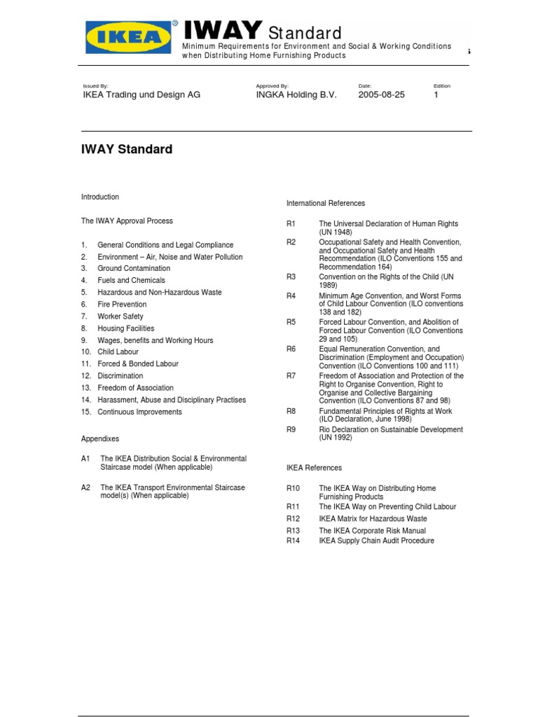 IKEA IWAY Standard Overview | PDF | International Labour Organization ...
