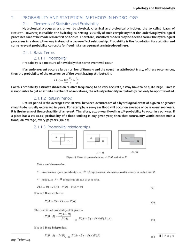 Probability And Statistics In Hydrology Pdf Probability Flood
