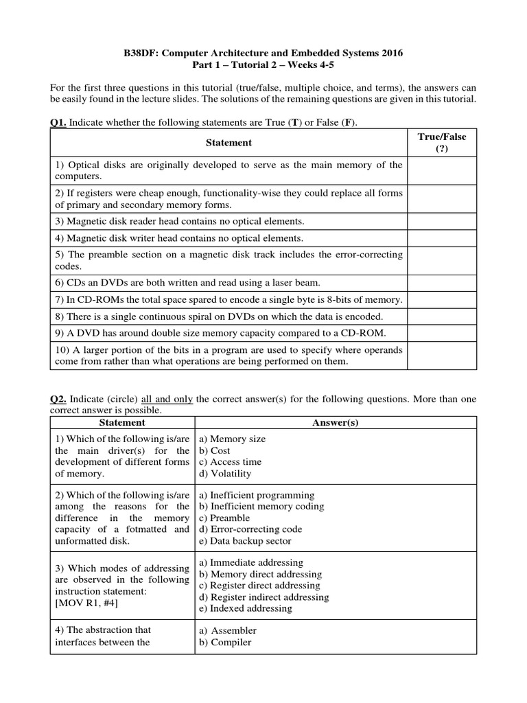 B38DF Tutorial 2 Questions 2018 PDF | PDF | Computer Data Storage ...