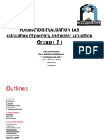 Group (2) : Formation Evaluation Lab Calculation of Porosity and Water Saturation