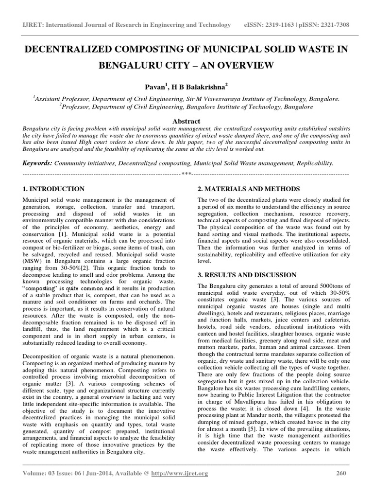 Decentralized Municipal Composting in Bengaluru | PDF | Municipal Solid ...