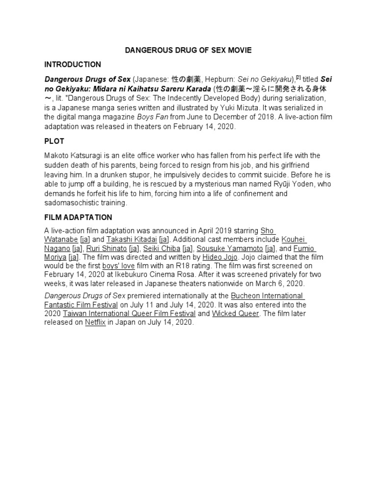 Dangerous Drug of Sex Movie PDF