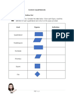 Directions: Consider The Table Below. Given Each Figure, Recall The Definition of Each Quadrilateral and Write It On The Space Provided