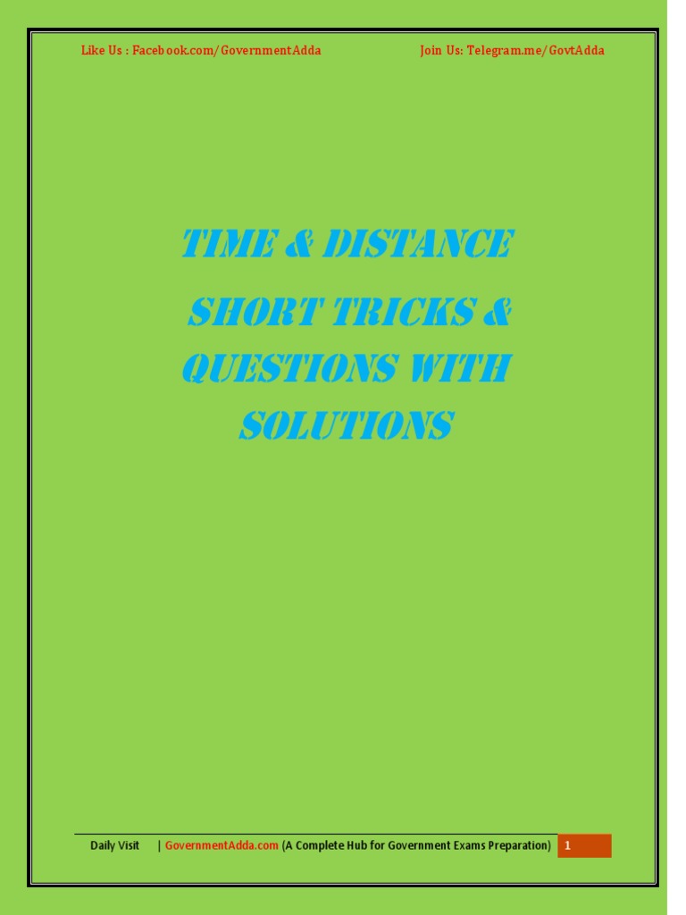 Time and Distance Shortcuts for Exams | PDF