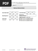 Serious Adverse Event: Subject Initials Subject ID