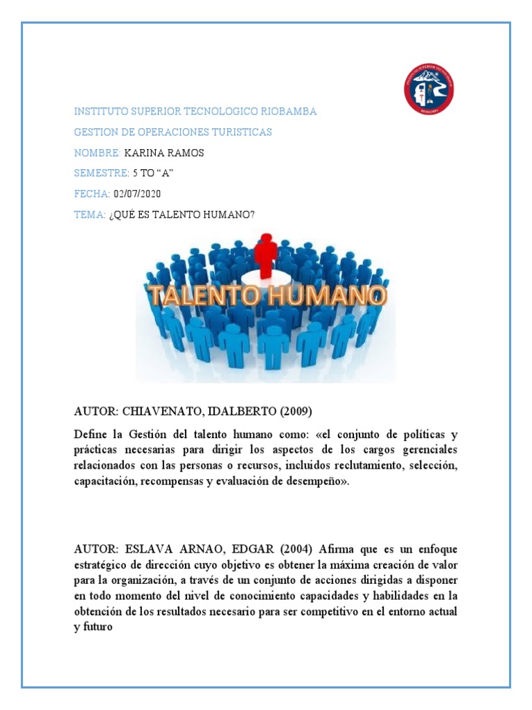Que Es Talento Humano | PDF | Gestión del talento | Gestión de recursos