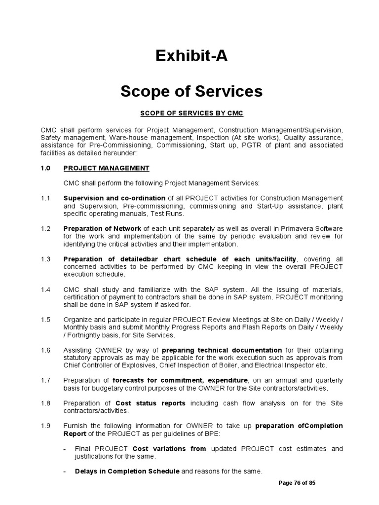 Exhibit-A Scope of Services | PDF | Engineer | Project Management