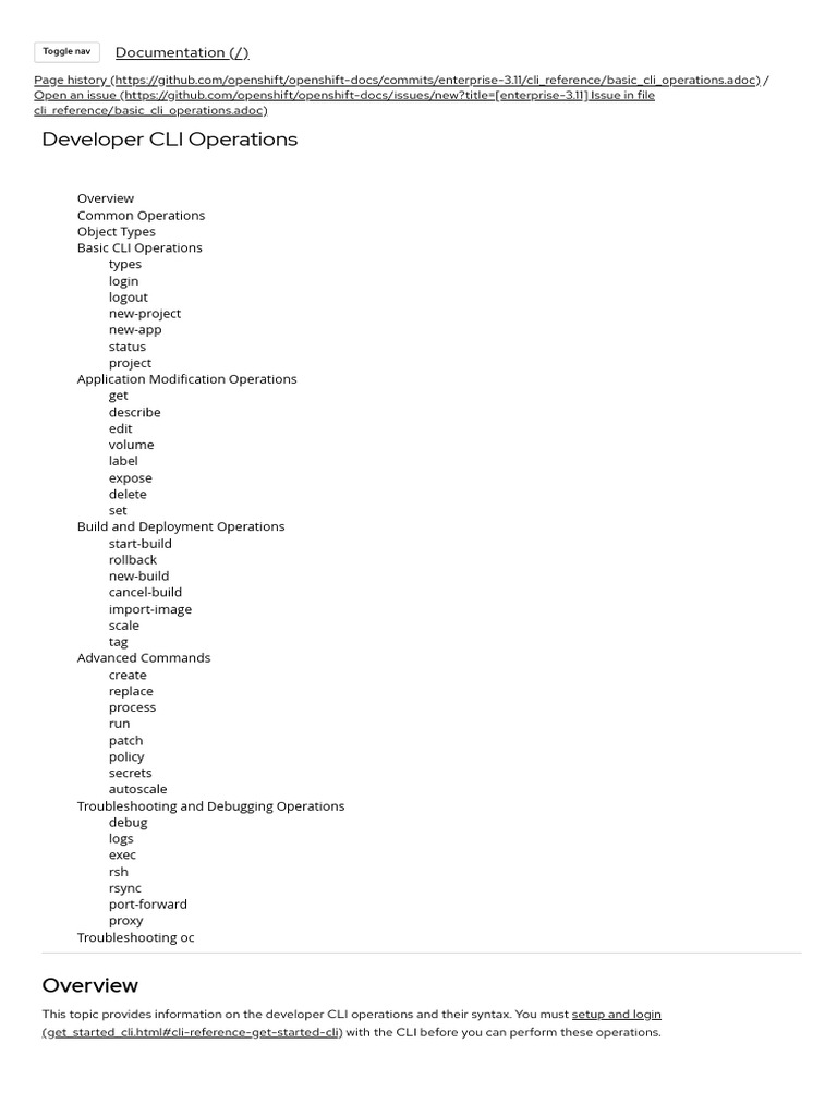 Developer CLI Operations: Documentation (/) | PDF | Hypertext Transfer ...