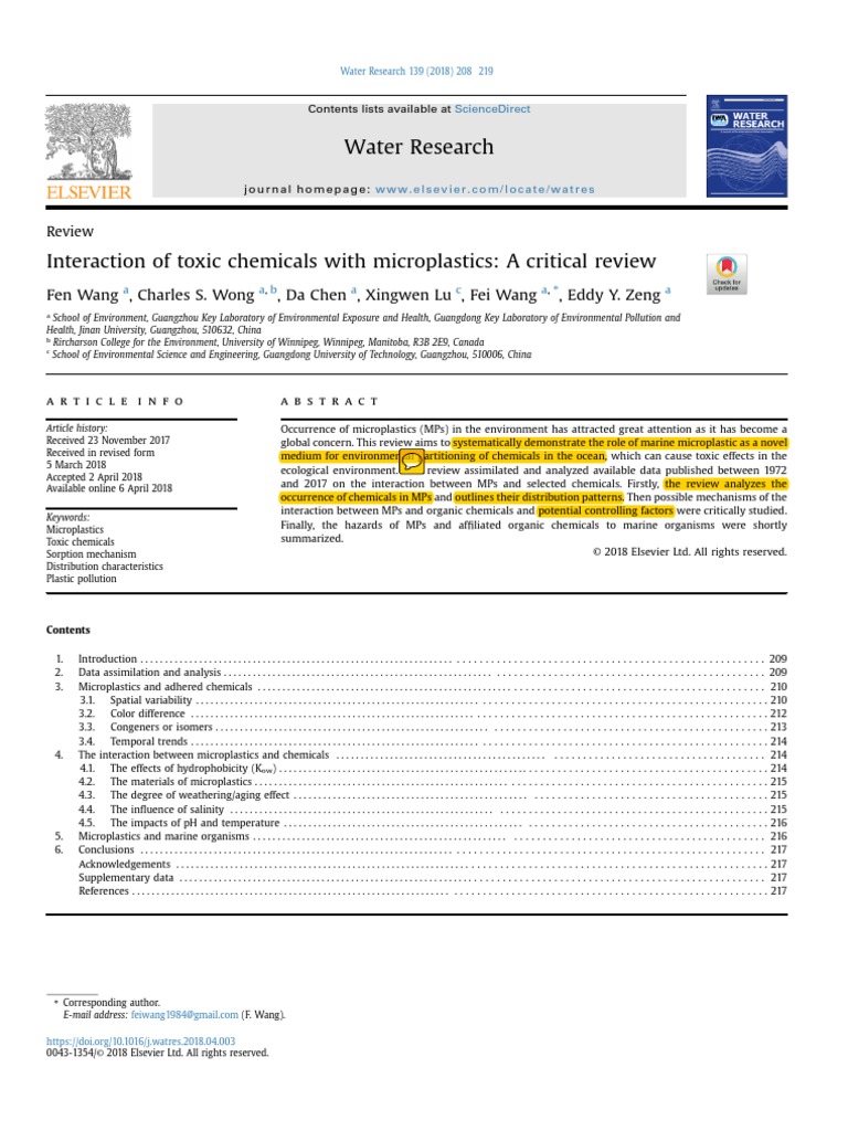 2018 Interaction of Toxic Chemicals With Microplastics A Critical ...