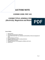 Lecture Note: Course Code: Phy 102 Course Title: General Physics Ii