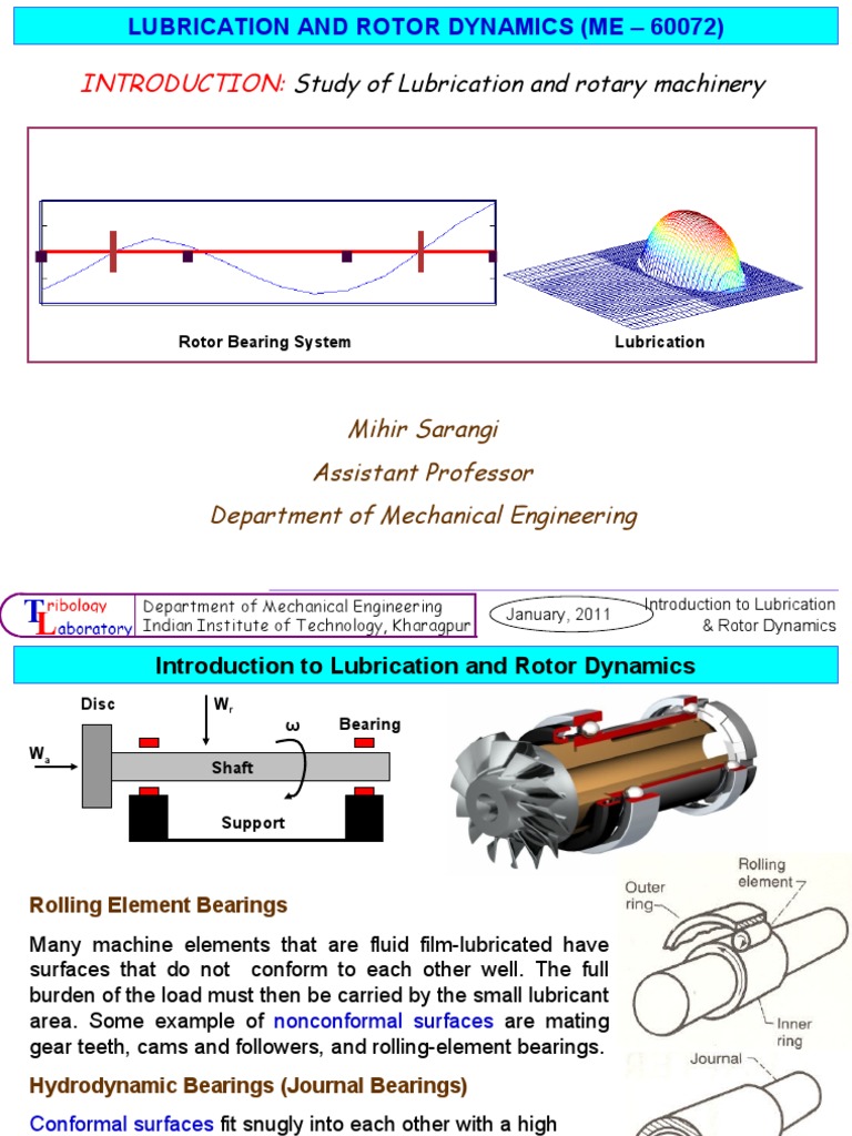 Lubrication and Rotor Dynamics Overview | PDF | Bearing (Mechanical ...