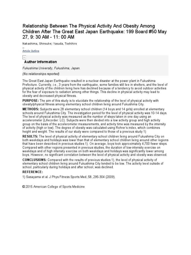 Relationship Between The Physical Activity and Obesity Among Children ...