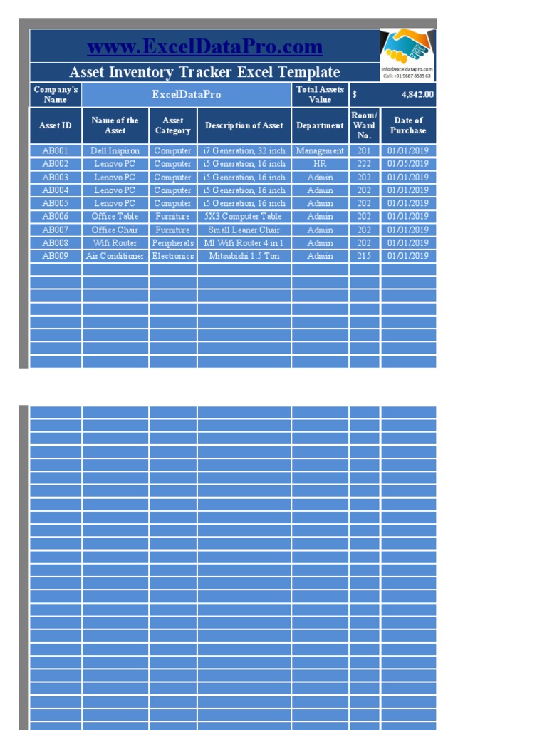 Asset Inventory Tracker Template Excel | PDF | Office Equipment ...