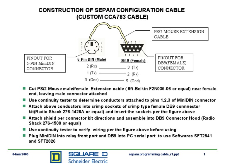 Construction Diagram of Sepam CCA783 Configuration Cable | PDF
