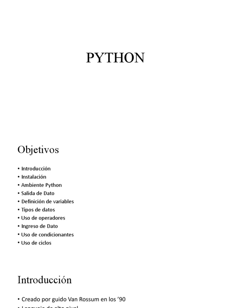 Introducción a Python: Instalación y Uso | PDF | Python (lenguaje de ...