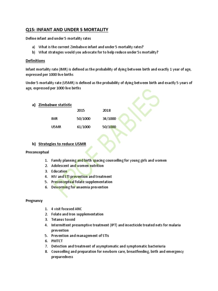 Prof Babies: Q15: Infant and Under 5 Mortality | PDF | Preterm Birth ...