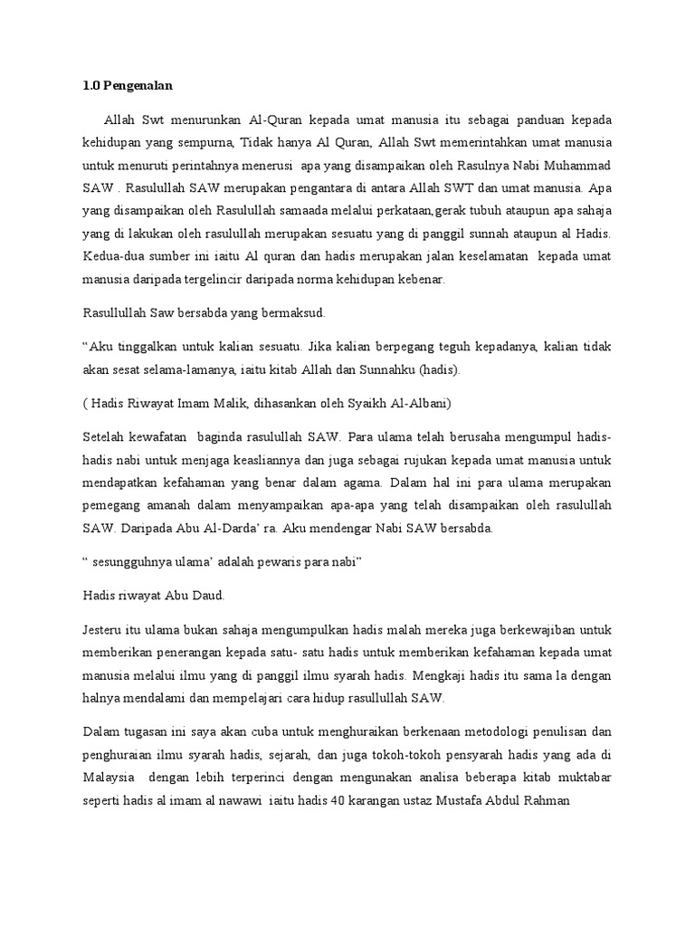 Asaiment Kajian Taks Hadis Bukhari Dan Muslim Pdf