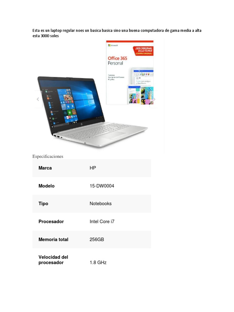 Especificaciones de Laptops PDF | Descargar gratis PDF ...