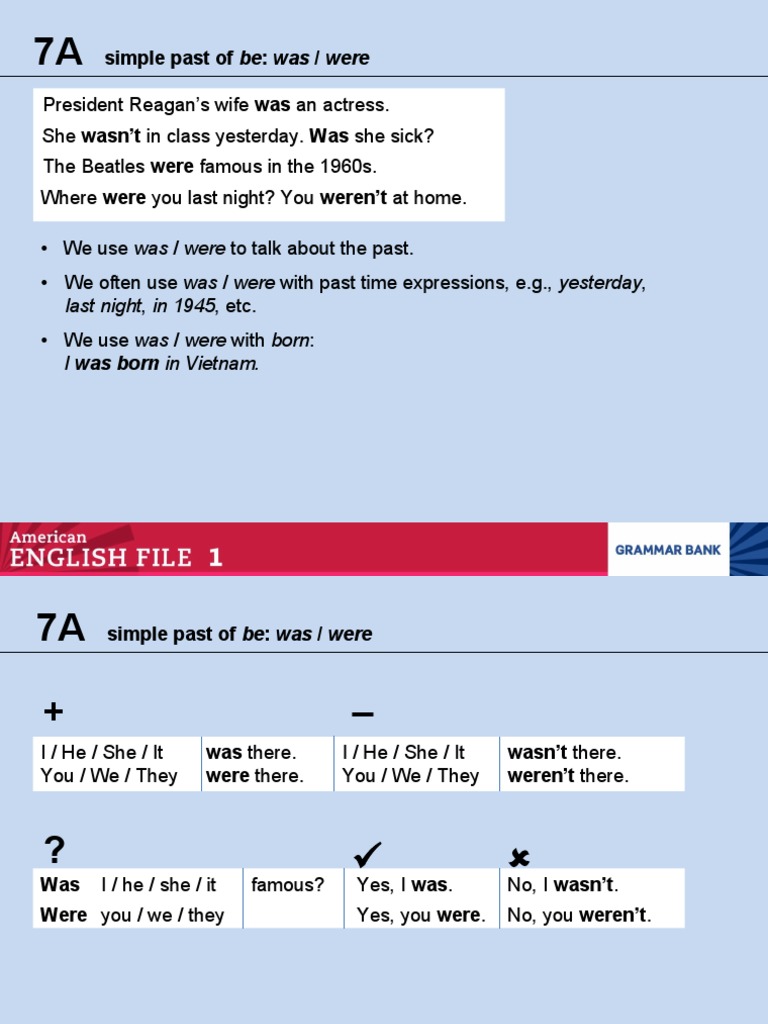 Simple Past: Was/Were Guide | PDF | Social Science | Language Arts ...