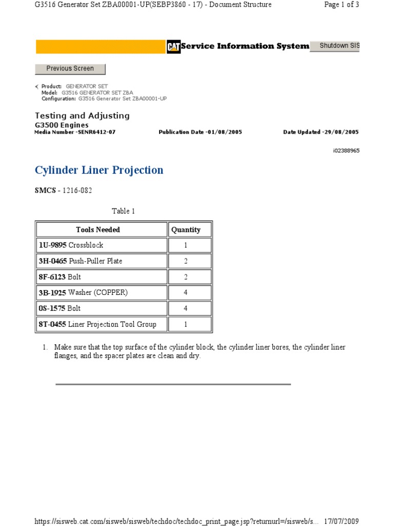 Cylinder Liner Projection PDF Washer (Hardware) Cylinder (Engine)