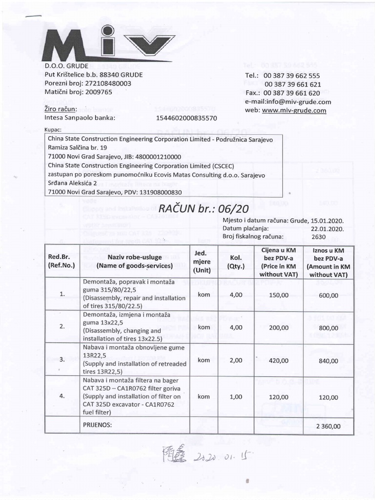 Invoice Summary for CSCEC Services | PDF | Fax | Office Work