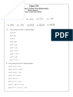 Class VIII: Subject: Further Pure Mathematics Work Sheet 3