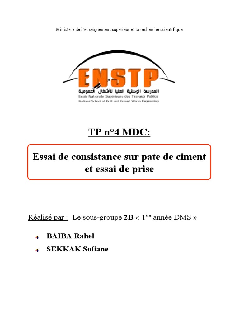 TP4 MDC - BAIBA Rahel (2B) | PDF | Ciment | La nature