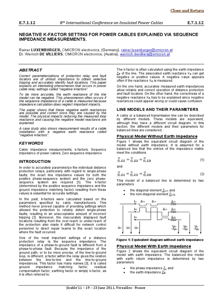 Negative K-Factors in Cable Impedance | PDF | Inductance | Electrical ...