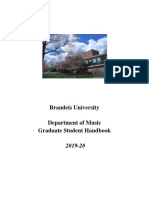 Brandeis University Department of Music Graduate Student Handbook 2019-20
