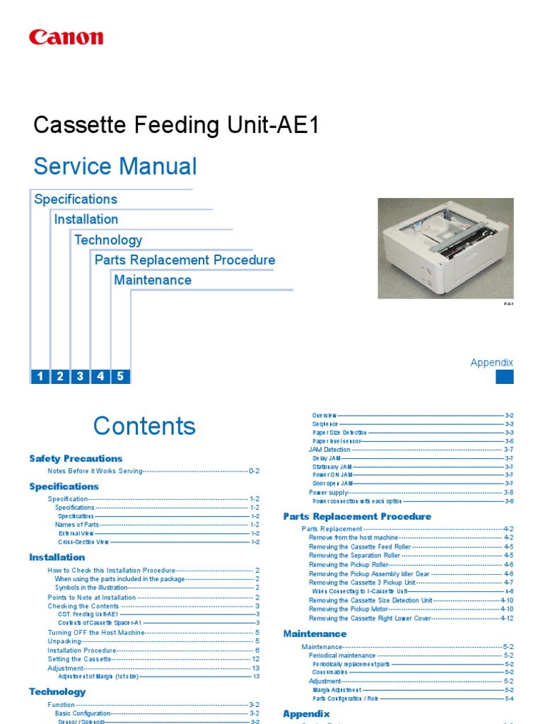 Cassette Feeding UnitAE1 Service Manual PDF Electrical Connector