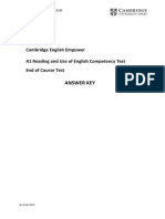 Cambridge English Empower A1 Reading and Use of English Test Answer Key