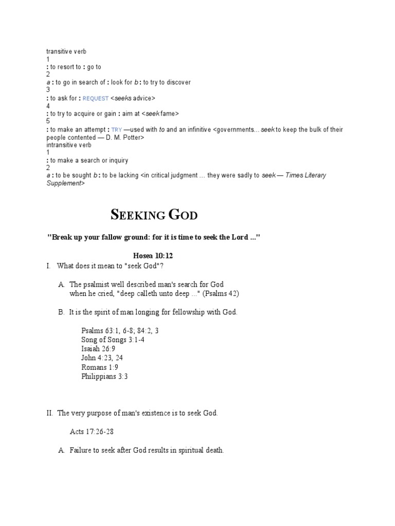 Seeking After God Pdf Bible Jeremiah