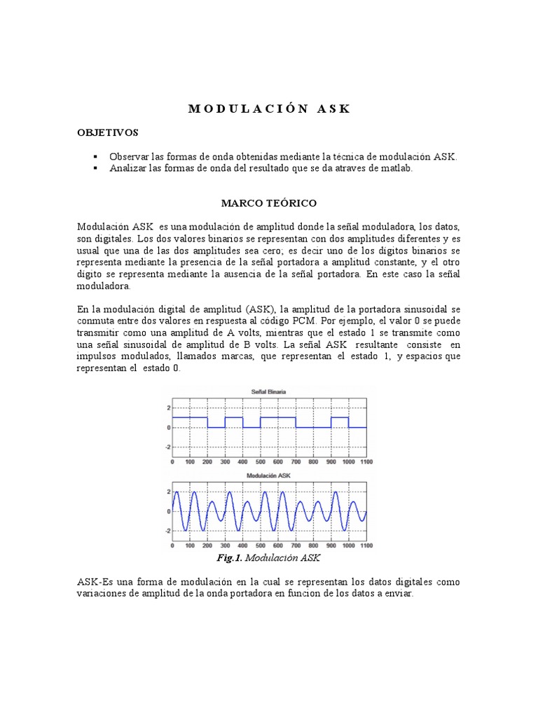 Análisis de Modulación ASK en MATLAB | PDF | Modulación | Ingeniería en ...
