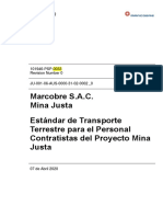 Estándar de Transporte Terrestre para El Personal Contratistas Del Proyecto Mina Justa