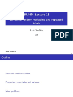 Binomial Random Variables and Repeated Trials: Scott She Eld