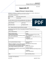 Appendix 3Y: Change of Director's Interest Notice