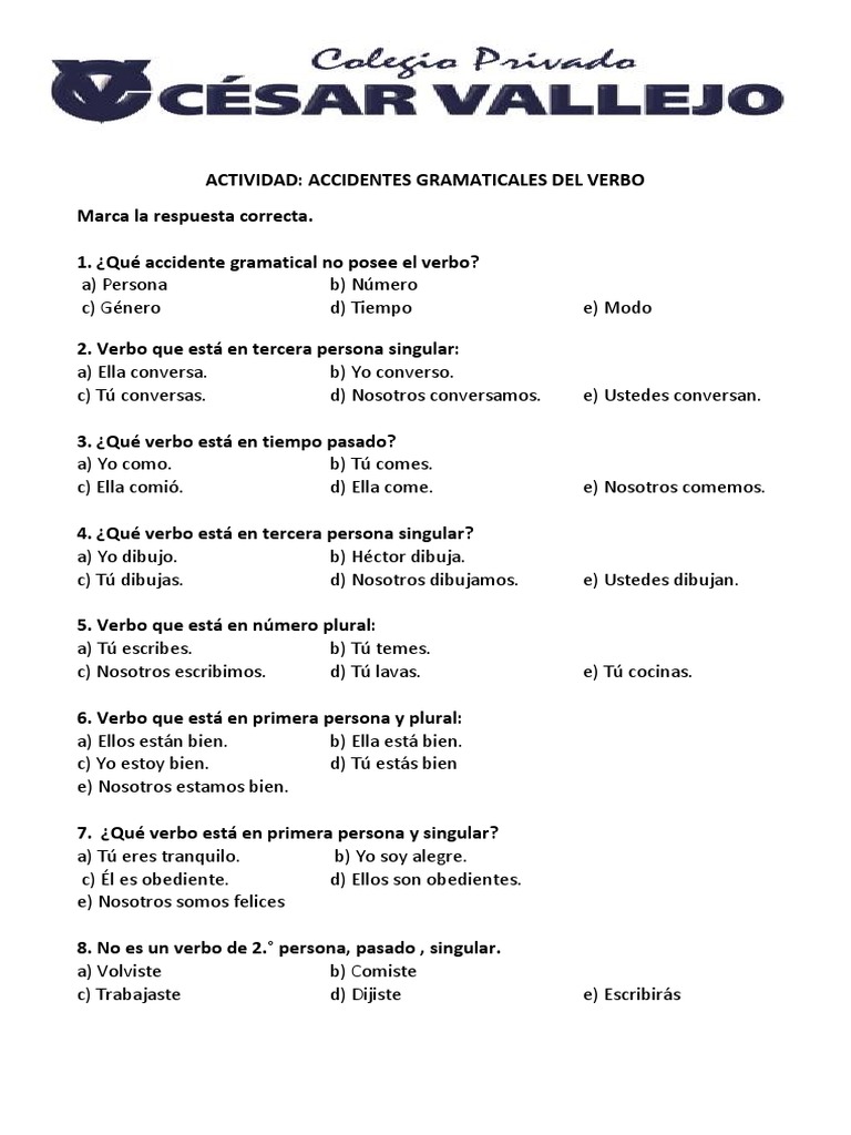 accidentes gramaticales Plural Verbo