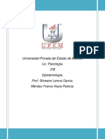 Universidad Privada Del Estado de México. Lic. Psicología. 3ºB Epistemología. Prof. Silvestre Lemus Garcia. Méndez Franco Keyla Patricia