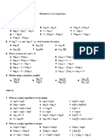 Worksheet 2 On Logarithm Part A